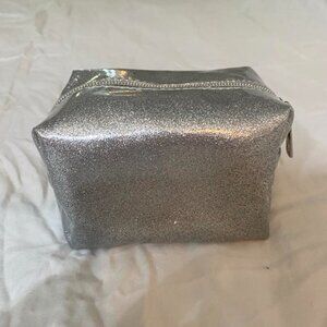 Juicy Couture Silver Glitter Zip Around Makeup Cosmetic Bag Case NEW